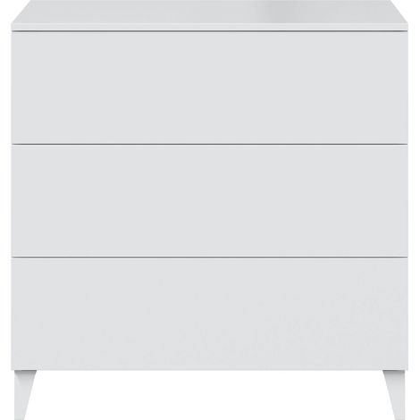 Schubladenschrank Baltimora, Kommode mit 3 Schubladen, Kommode für Schlafzimmer, Moderne Kommode, cm 80x40h80, Weiß (1/4)