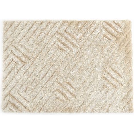 Tappeto shaggy a pelo lungo in rilievo 160 x 230 cm Bianco sporco - MAZE (1/5)