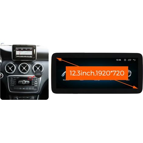 CarPlay, interfaccia touchscreen, alta risoluzione, compatibile con Mercedes-Benz Classe A CLA GLA W176 W117 X156 2013-2015, 12,3" NTG4.5 (1/2)