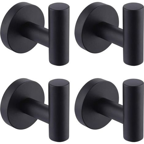 Crochet porte-serviettes noir douche cuisine crochets porte-serviettes mural acier inoxydable 304 noir mat 4 paquets A2164DG-BK-P4 (1/4)