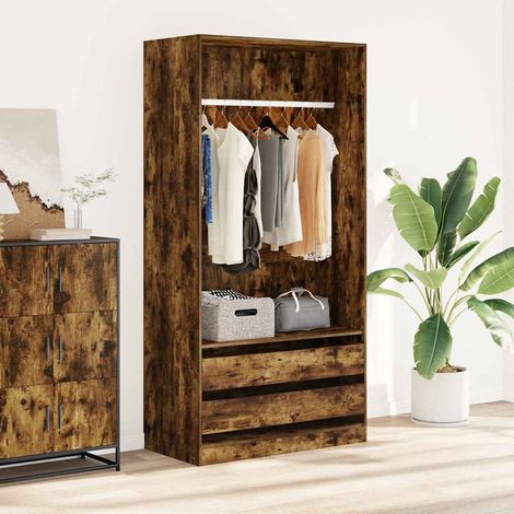 vidaXL Armario madera contrachapada color roble ahumado 100x50x200 cm (1/5)