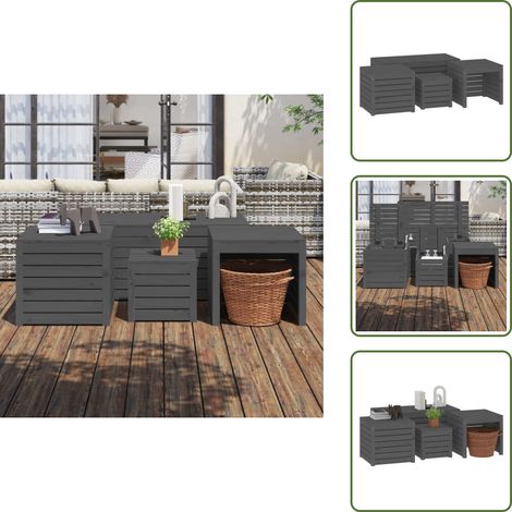 Ensemble de boîtes de jardin 4 pcs gris bois de pin massif - Coffre De Jardin - Rangements Exterieur - Meuble De Jardin - Coffre De Rangement - Meuble De Jardin En Bois