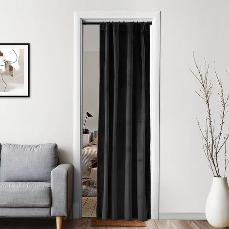 Panneaux de rideaux occultants en velours pour chambre à coucher, isolation thermique, avec languette arrière, passe-tringle, rideaux occultants pour porte d'intimité/fenêtre, 203,2 cm de long (1/5)