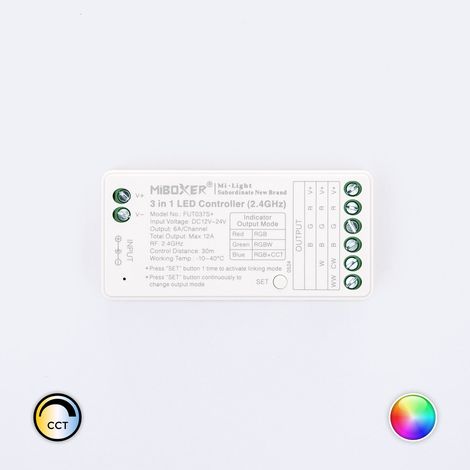Contrôleur Variateur LED 3 en 1 LED RGB/RGBW/RGBWW 12/24V DC MiBoxer FUT037S+ RGB/RGBW/RGB+CCT (1/4)