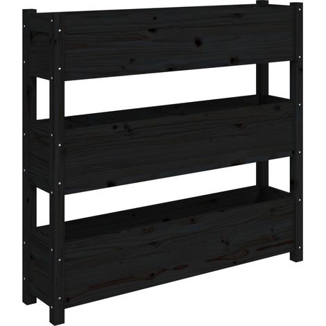 Maison Exclusive - Pflanzkübel Schwarz 112x25x104,5 cm Massivholz