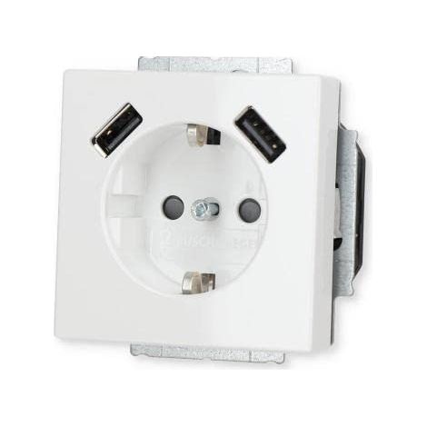 BUSCH-JAEGER 20 EUCB2USB-84 SCHUKO USB-STECKDOSE, 2-FACH, STUDIOWEIß (2CKA002011A6273)