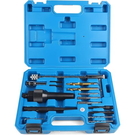 Kit D'outils de Retrait de Bougie de Préchauffage Endommagée 16 Pièces pour 8 mm et 10 mm Bougie de Préchauffage, Kit de Réparation Bougie pour Moteur, Outils de Dépose de Bougie Prechauffage (1/5)