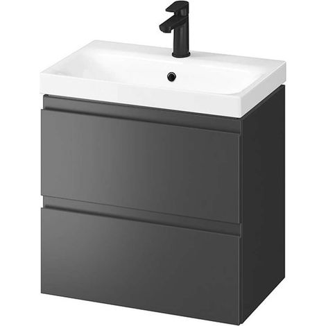 Cersanit Moduo - Mobiletto con lavabo, 57x60x38 cm, 2 cassetti, antracite S801-469-DSM (1/2)