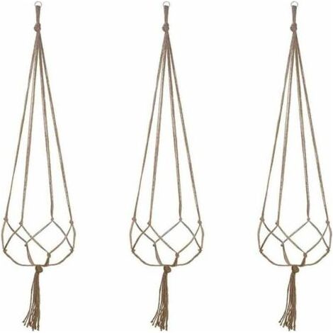 Panier Suspendu en Macramé, 3 Pièces en Corde de Coton Panier Suspendu Porte-panier pour Plantes pour Plafonds Extérieurs Intérieurs Balcons Décoration Murale (48 Pouces) (1/5)