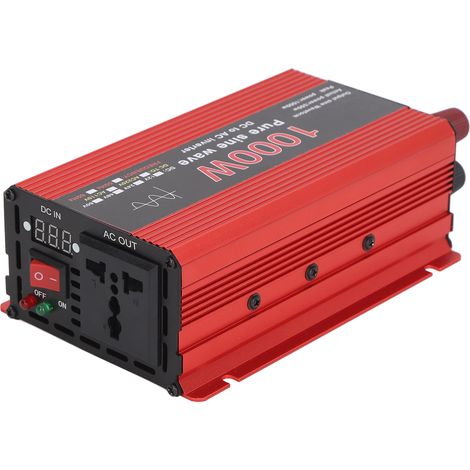 Onduleur à onde sinusoïdale pure 1000 W, convertisseur CC 12 V vers CA 220 V, onduleur solaire et éolien pour véhicule, alimentation pour onduleur éolien, onduleur solaire extérieur pour véhicule (1/5)