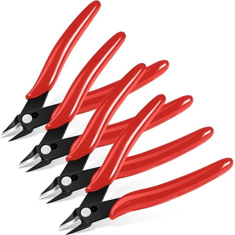 4pcs Petite Pince Coupante, Coupantes de Côté, Pinces Coupantes Latérales Precision, Outillage Electricien Cutter Affleurant pour Fils Durs, Mous et Extrêmement Fins, Rouge
