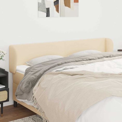vidaXL Tête de lit avec oreilles Crème 183x23x78/88 cm Tissu (1/5)