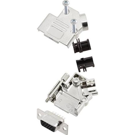 TRU COMPONENTS TCD45PKM09HDS15K 7709156 Kit embase SUB-D femelle 45 ° Nombre de pôles: 15 fût à souder 1 pc(s) R545601