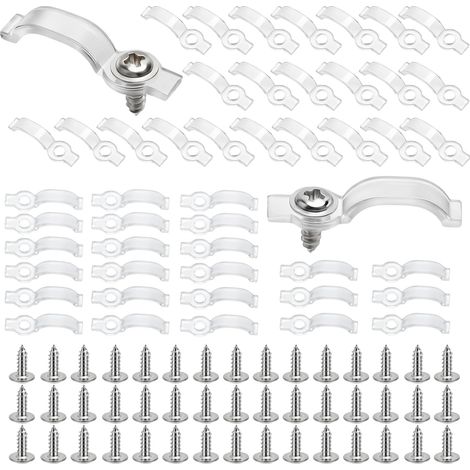 100 Pièces Clip de Fixation, 10 mm Transparent Waterproof Bande LED Supports de Fixation Livré avec de Vis, Clips de Fixation pour Clips de Supports de Fixation Ruban LED (1/5)