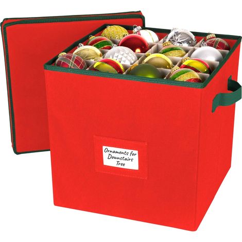 Boîte de rangement pour décorations de Noël avec couvercle  Rangez jusqu'à 64 décorations de Noël et de fêtes, un cube de rangement et un contenant pour boîte de Noël pour aider à préserver les décor
