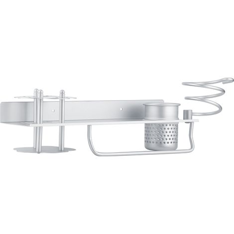 Porte-serviettes mural en aluminium spatial, organisateur de salle de bain pour ranger brosses à dents, shampoing et serviettes. (1/5)