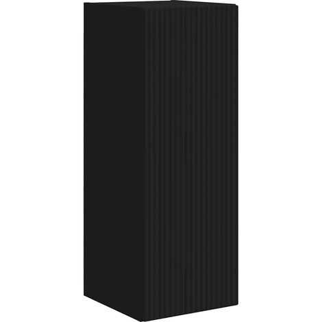 Meuble TV mural moderne minimaliste 30 x 31 x 80 cm fonction rangement déco en bois d'ingénierie noir (1/5)