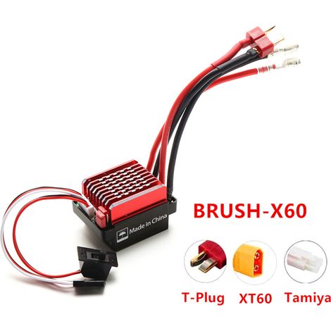 Contrôleur de vitesse électronique ESC brossé 60A, prise en T 6V 2A BEC de remplacement pour voiture télécommandée 1/10 TRX TRX4 TRX6 D90 HSP Redcat 4WD (1/5)