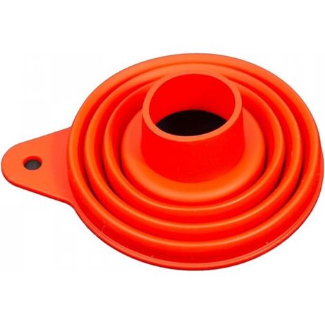 Entonnoir de cuisine pliable en silicone, résistant aux éclaboussures, avec support, rouge (1/5)
