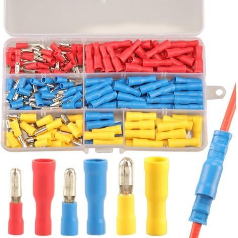 200pcs Bullet Connecteurs Kit Mâle et Femelle, Connecteur Electrique Moto Automobile Cosse Electrique Moto a Sertir, Bullet Terminal Cosse Ronde Cosses à Sertir Connecteurs de Fils, Bornes à Sertir (1/5)