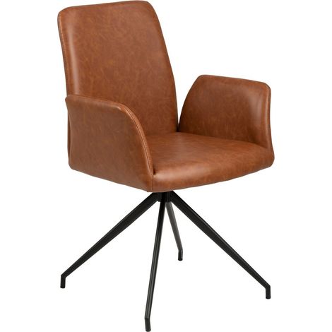 Silla Norsica 288, Marrón, 88x59x59cm, Cuero ecológico, Metálico
