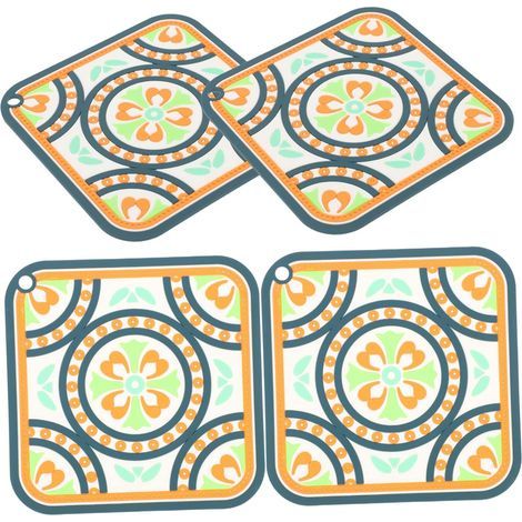 Set mit 4 hitzebeständigen Untersetzern für Getränke, für Holztische, dekorativer Vintage-Stil. (1/5)