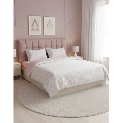 Set di biancheria da letto King Size - 1 copripiumino 240 x 220 cm + 2 federe 60 x 60 cm - 100% cotone rinforzato - Rosa (1/4)