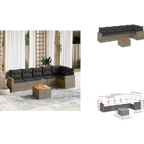 Salon de jardin avec coussins 7 pcs gris résine tressée - Ensemble Salon De Jardin - Salon De Jardin Extérieur - Meuble De Jardin - Mobilier De Jardin - Résine Tressée (1/3)