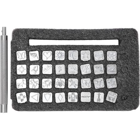 32-teiliges DIY-Werkzeugset zum Prägen und Gravieren von Leder, Stempel und Formen aus Zinklegierung