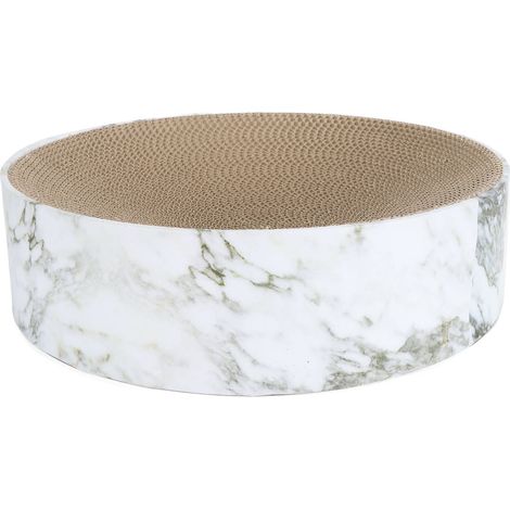 Griffoir Rond Carton Ondulé 40cm Marbré pour Chat Moyen Grand Confortable Design Élégant Protection Meubles (1/4)
