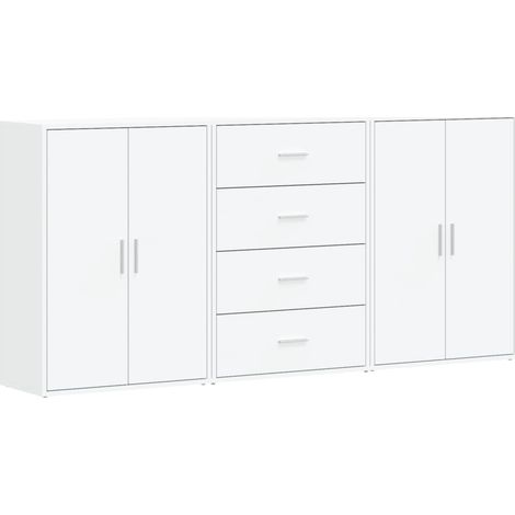 3 pcs Buffet,Bahut,Meuble de Rangements blanc 60x31x84 cm bois d'ingénierie CFW99640 (1/5)