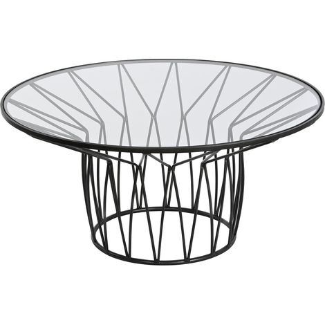 Mesa Centro Metal Cristal 85X85X39 Negro (1/4)