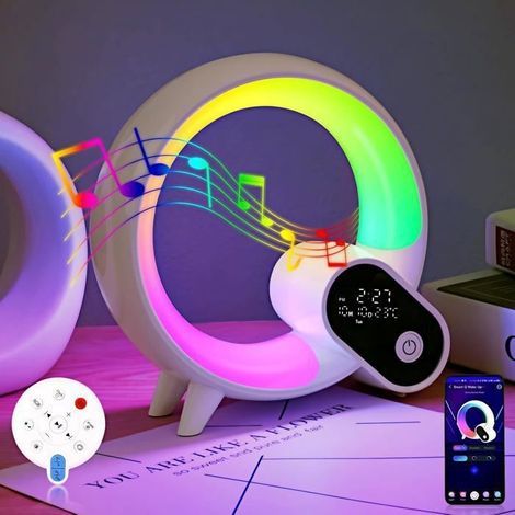 (7 Farben) Bluetooth-Lautsprecher – Nicht spezifiziert – Nachttischlampe – 15-W-Funkladegerät – 7 Farben – Intelligenter Wecker (1/5)