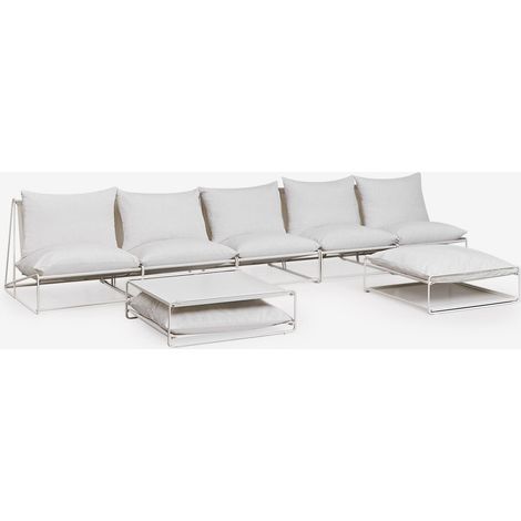 SKLUM Amaro 5-teiliges modulares Sofa-Set mit Beistelltisch und umwandelbarem Ottoman Gardenia Weiß (1/5)