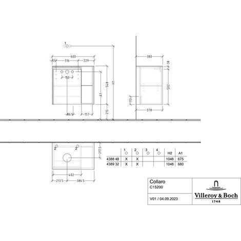 Villeroy & Boch C15200AH Lavabo US Collaro 600x548x380 mm
