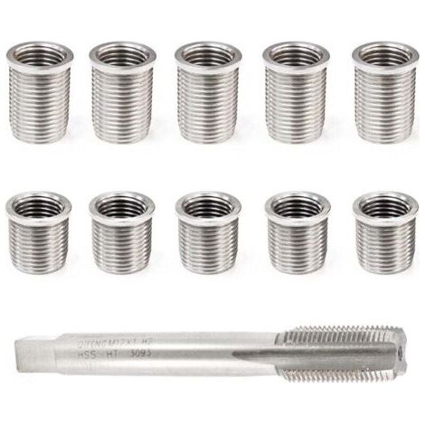 Attrezzo per la riparazione della filettatura della candela M10x1.0 + bullone M12x1.0. Kit di accessori auto per la filettatura.