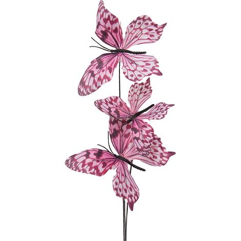 Branche Décorative Papillon en Textile Rouge pour Décoration Intérieure 10 x 10 x 65 cm - PANGIVO (1/2)
