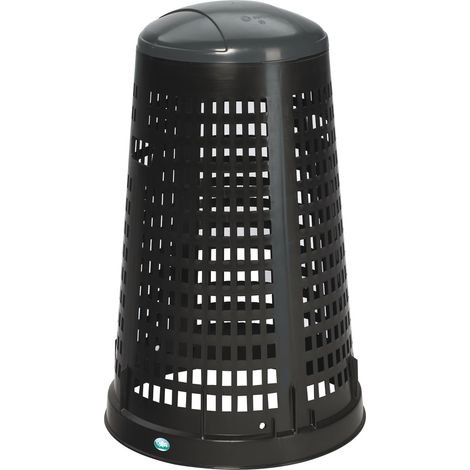Support de panier D525xH880mm PP noir, couvercle gris, pour sacs de 120l