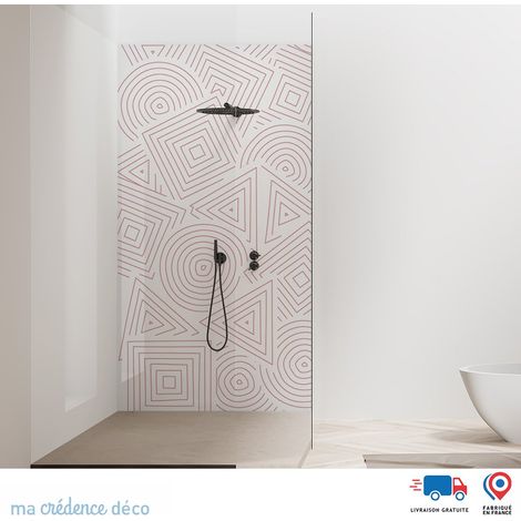 Panneau de douche : Motifs géométriques abstraits - Couleur Rose clair - Alu composite - 90 - 245 (1/2)