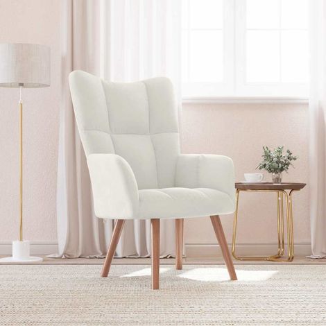 Sedia Relax Bianco Crema Velluto vidaXL (1/5)