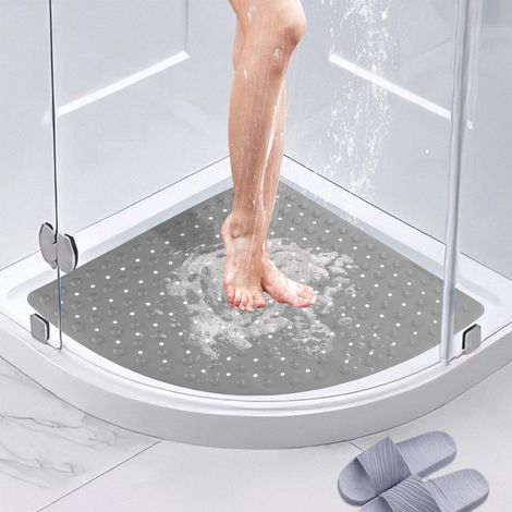 Tapis de Douche d’Angle Antidérapant 70 x 70 CM Tapis de Baignoire Tapis de Sol de Douche à l’Intérieur et à l’Extérieur Tapis de Cabine de Douche avec Ventouses et Trous de Vidange (1/5)