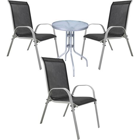 Bistrogarnitur 4-teilig Silbergrau/Schwarz-MMC330850+3xMMC330886-Silber (1/3)