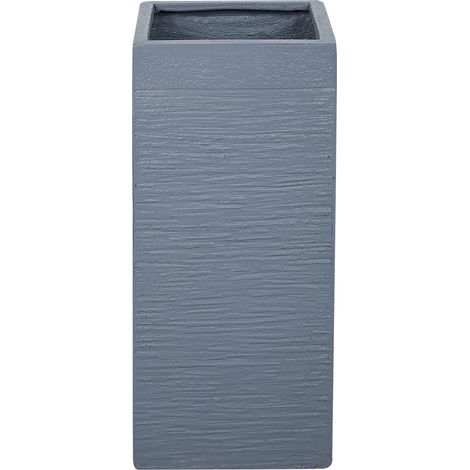 Maceta grande y alta de arcilla para jardín decoración de interior y exterior 26 x 26 x 60 cm gris oscuro Dion