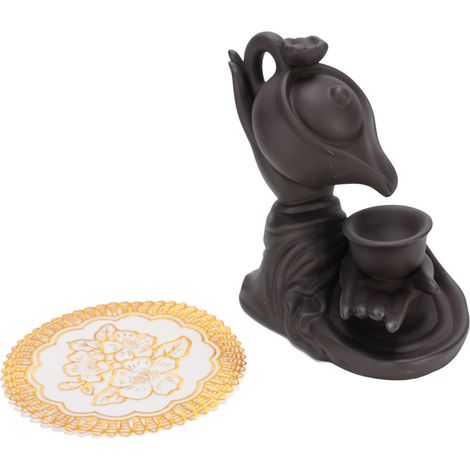 Brûle-encens créatif grès violet détente – Backflow spa yoga méditation, décoration (1/5)