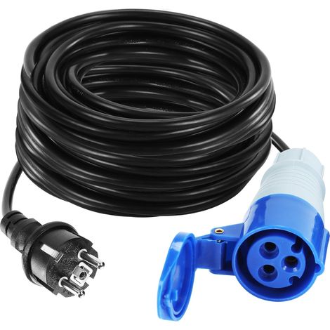 Câble Adaptateur CEE, 230V16A/3 Broches Prise Camping Car, avec Capuchon De Protection, Rallonge Electrique, Accessoire Camping Car pour Camping, Caravane (1/5)