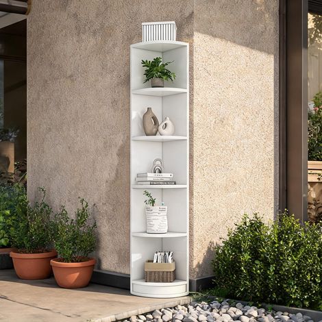 Étagère d'angle blanche en MDF 5 niveaux 106,7 x 76,2 x 457,2 cm (1/5)