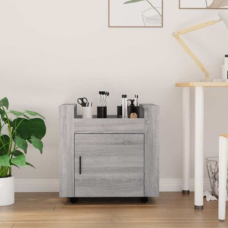 Chariot de bureau à roulettes avec porte en bois d’ingénierie gris sonoma 60 x 45 x 60 cm - PANGIVO (1/5)