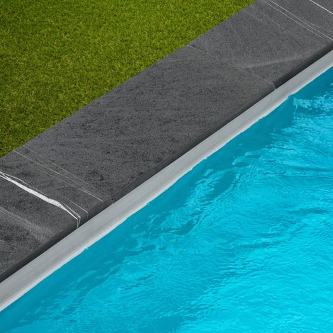 Margelle de piscine Ardoise Noire Grenaillée 60x30x3 cm Bord Droit (à l'unité) - RO'MA NATURE