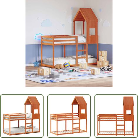 Lits superposés - Lit superposé sans matelas cire marron 90x190 cm pin massif (1/5)