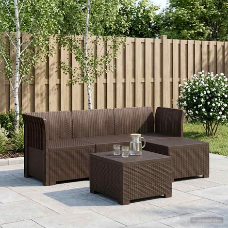 vidaXL Sofá de Jardín para 4 Personas con Diseño de Rattan PP Marrón (1/5)